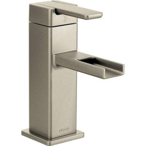 imageMoen S6705BN 90Degree OneHandle Low Arc Bathroom Faucet Brushed NickelBrushed Nickel