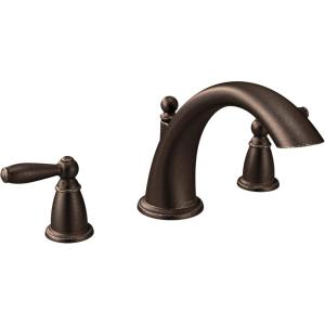 imageMoen Brantford Brushed Nickel TwoHandle Deck Mount Roman Tub Faucet Trim Kit Valve Required T933BNOil Rubbed Bronze