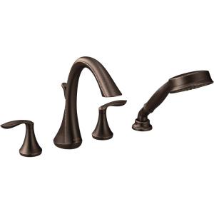 imageMoen Eva Oil Rubbed Bronze TwoHandle High Arc Roman Tub Faucet and Hand Shower without Valve T944ORB