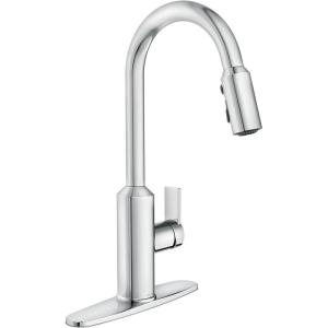 imageMoen Meena One Handle Kitchen Faucet with Pull Down Sprayer High Arc Kitchen Sink Faucet Featuring Reflex System and Duralock Quick Connect Chrome 87270Chrome
