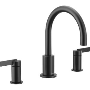 imageMoen T6223BG Cia 2Handle HighArc Deck Mount Roman Tub Faucet Trim Kit Valve Required Brushed GoldMatte Black with Optional Brushed Gold Accents