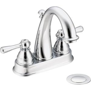 imageMoen 6121P Kingsley TwoHandle HighArc Bathroom Centerset Faucet with Drain Assembly Polished BrassChrome