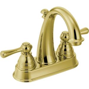 imageMoen 6121P Kingsley TwoHandle HighArc Bathroom Centerset Faucet with Drain Assembly Polished BrassPolished Brass