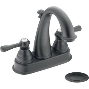 imageMoen 6121P Kingsley TwoHandle HighArc Bathroom Centerset Faucet with Drain Assembly Polished BrassWrought Iron
