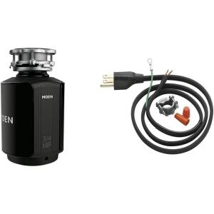 imageMoen GXS75C Host Series 34 HP Continuous Feed Garbage Disposal with Sound Reduction Power Cord Included ampamp InSinkErator Garbage Disposal Power Cord Kit CRD00 Black Pack of 1