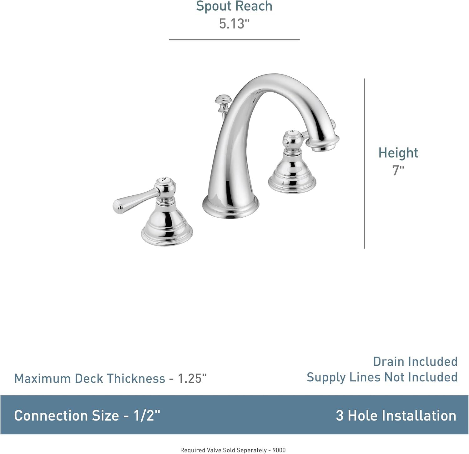 imageMoen Kingsley Oil Rubbed Bronze TwoHandle Widespread HighArc Bathroom Faucet Valve Required T6125ORB