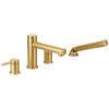 imageMoen T394 Align 2Handle Deck Mount Modern Roman Tub Faucet Trim Kit Valve Required Including Single Function Handshower ChromeBrushed Gold