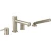 imageMoen T394 Align 2Handle Deck Mount Modern Roman Tub Faucet Trim Kit Valve Required Including Single Function Handshower ChromeBrushed Nickel