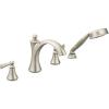 imageMoen T654BN Wynford TwoHandle Diverter Roman Tub Faucet Includes Hand Shower without Valve Brushed NickelBrushed Nickel