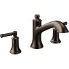 imageMoen T683BN Dartmoor twohandle high arc roman tub faucet Brushed NickelOil Rubbed Bronze