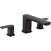 imageMoen T935 Rizon TwoHandle Deck Mount Modern Roman Tub Faucet Trim Valve Required ChromeMatte Black