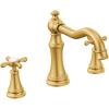 imageMoen TS22101BL Weymouth TwoHandle Roman Tub Faucet with Cross Handles Trim Kit Valve Required Trim Only Matte BlackBrushed Gold