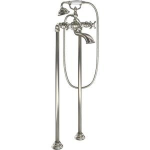 imageMoen S22105 Weymouth Two Handle Tub Filler with CrossHandles and Handshower ChromeBrushed Nickel
