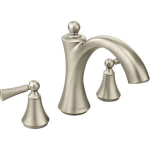 imageMoen T653ORB Wynford TwoHandle Non Diverter Roman Tub Faucet Oil Rubbed BronzeBrushed Nickel