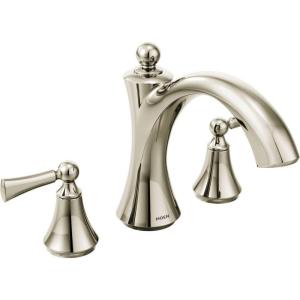 imageMoen T653ORB Wynford TwoHandle Non Diverter Roman Tub Faucet Oil Rubbed BronzePolished Nickel
