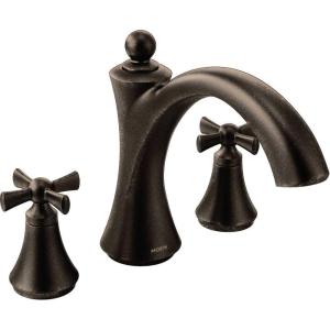 imageMoen T657 Wynford TwoHandle Non Diverter Roman Tub Faucet ChromeOil Rubbed Bronze