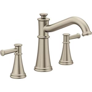 imageMoen T9023NL Belfield TwoHandle Deck Mounted Roman Tub Faucet Valve Required Polished NickelBrushed Nickel
