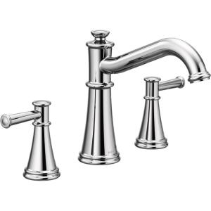 imageMoen T9023NL Belfield TwoHandle Deck Mounted Roman Tub Faucet Valve Required Polished NickelChrome