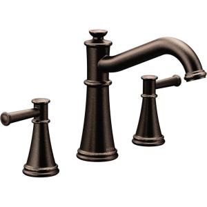 imageMoen T9023NL Belfield TwoHandle Deck Mounted Roman Tub Faucet Valve Required Polished NickelOil Rubbed Bronze