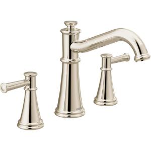 imageMoen T9023NL Belfield TwoHandle Deck Mounted Roman Tub Faucet Valve Required Polished NickelPolished Nickel