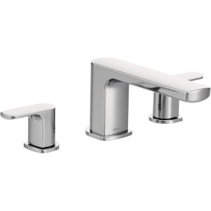 imageMoen T935 Rizon TwoHandle Deck Mount Modern Roman Tub Faucet Trim Valve Required ChromeChrome