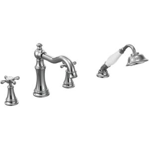 imageMoen TS21102 Weymouth TwoHandle Diverter Roman Tub Faucet Includes Hand Shower ChromeChrome
