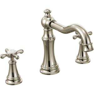imageMoen TS22101BL Weymouth TwoHandle Roman Tub Faucet with Cross Handles Trim Kit Valve Required Trim Only Matte BlackNickel