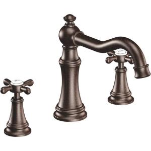imageMoen TS22101BL Weymouth TwoHandle Roman Tub Faucet with Cross Handles Trim Kit Valve Required Trim Only Matte BlackOil Rubbed Bronze