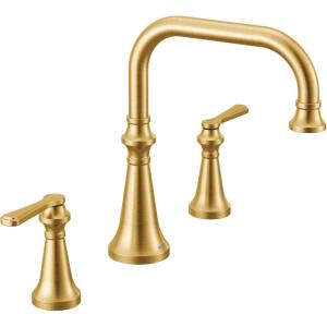 imageMoen TS44503BG Colinet Two Handle Arc DeckMount Roman Tub Faucet Trim with Lever Handles Valve Required Brushed GoldBrushed Gold