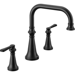 imageMoen TS44503BG Colinet Two Handle Arc DeckMount Roman Tub Faucet Trim with Lever Handles Valve Required Brushed GoldMatte Black