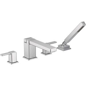 imageMoen TS914 90 Degree TwoHandle Deck Mount Roman Tub Faucet Trim Kit Valve Required Including Single Function Handshower Chrome