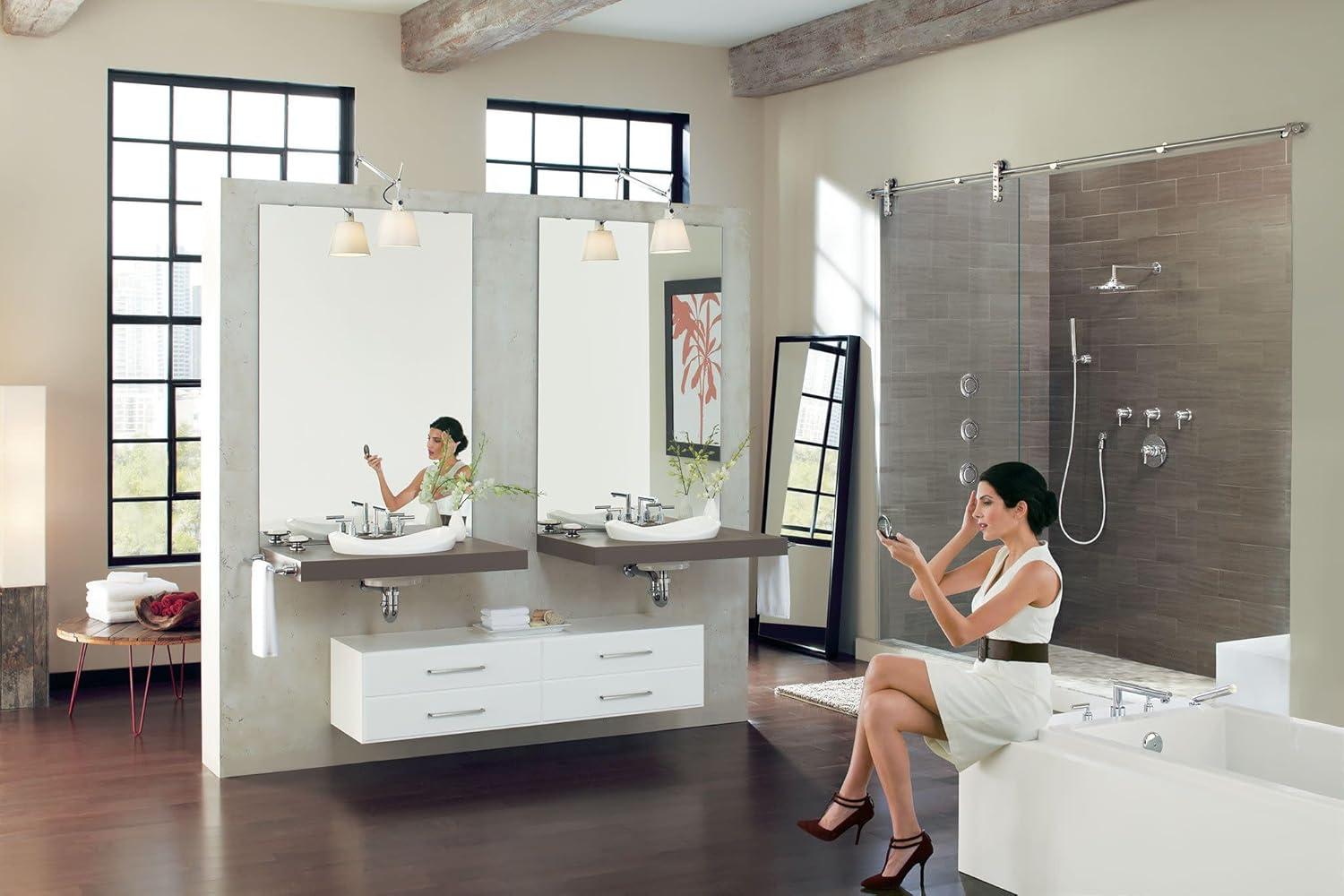 imageMoen TS43002BN Arris TwoHandle Modern 8 in Widespread Bathroom Faucet Trim Kit Valve Required Brushed NickelChrome