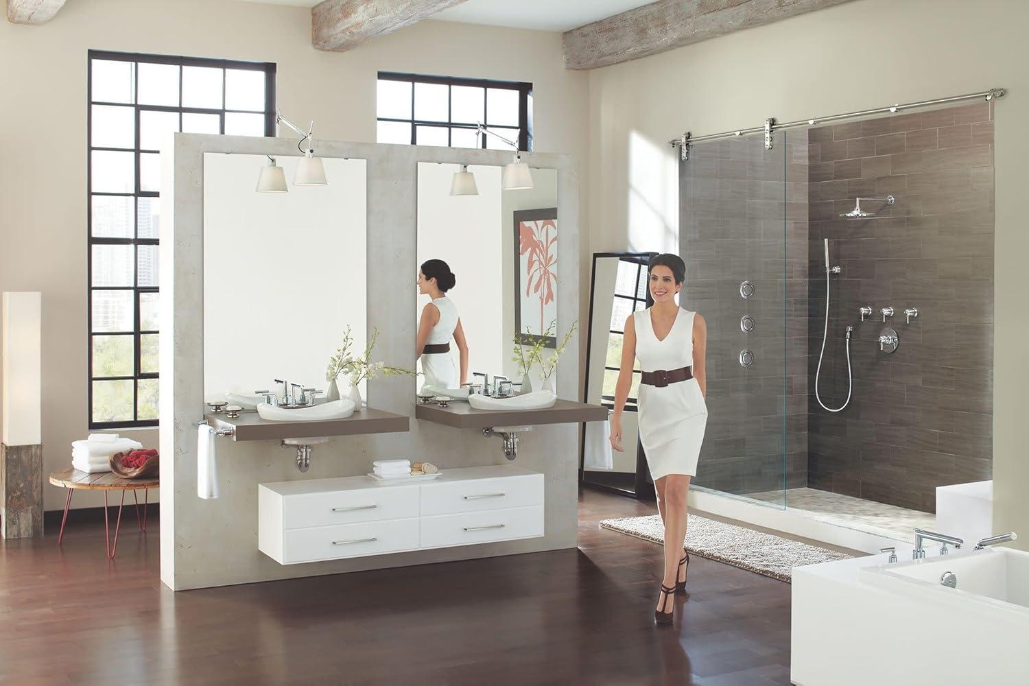imageMoen TS43002BN Arris TwoHandle Modern 8 in Widespread Bathroom Faucet Trim Kit Valve Required Brushed NickelChrome