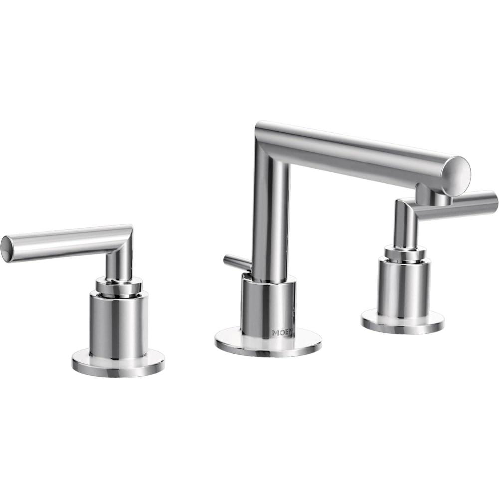 imageMoen TS43002BN Arris TwoHandle Modern 8 in Widespread Bathroom Faucet Trim Kit Valve Required Brushed NickelChrome