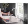 imageMoen Reyes Chrome OneHandle High Arc Pulldown Kitchen Faucet with Soap Dispenser and Power Boost 87932Chrome