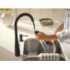 imageMoen Reyes Chrome OneHandle High Arc Pulldown Kitchen Faucet with Soap Dispenser and Power Boost 87932Matte Black
