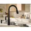 imageMoen Reyes Chrome OneHandle High Arc Pulldown Kitchen Faucet with Soap Dispenser and Power Boost 87932Matte Black