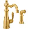 imageMoen S72101BG Weymouth OneHandle Traditional Kitchen Faucet with Side Sprayer Brushed GoldBrushed Gold