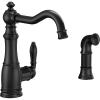 imageMoen S72101BG Weymouth OneHandle Traditional Kitchen Faucet with Side Sprayer Brushed GoldMatte Black