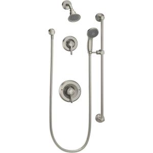 imageMoen Commercial Classic Posi Temp Shower System with Handheld for Bathroom Valve Required Brushed Nickel Finish T8342EP15CBN