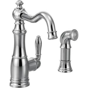 imageMoen S72101BG Weymouth OneHandle Traditional Kitchen Faucet with Side Sprayer Brushed GoldChrome