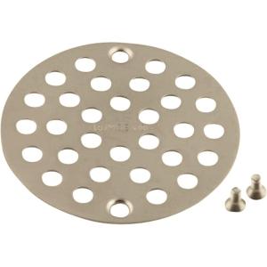 imageMoen 102763BN Shower Accessory ScrewIn Shower Strainer Drain Cover for Use with 3Inch Shower Drain 4Inch Brushed NickelBrushed Nickel