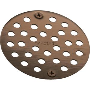 imageMoen 102763BN Shower Accessory ScrewIn Shower Strainer Drain Cover for Use with 3Inch Shower Drain 4Inch Brushed NickelOil Rubbed Bronze