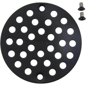 imageMoen 102763BN Shower Accessory ScrewIn Shower Strainer Drain Cover for Use with 3Inch Shower Drain 4Inch Brushed NickelWrought Iron
