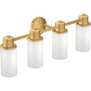 imageMoen DN0764BG Iso 4Light DualMount Bath Bathroom Vanity Fixture with Frosted Glass Brushed Gold