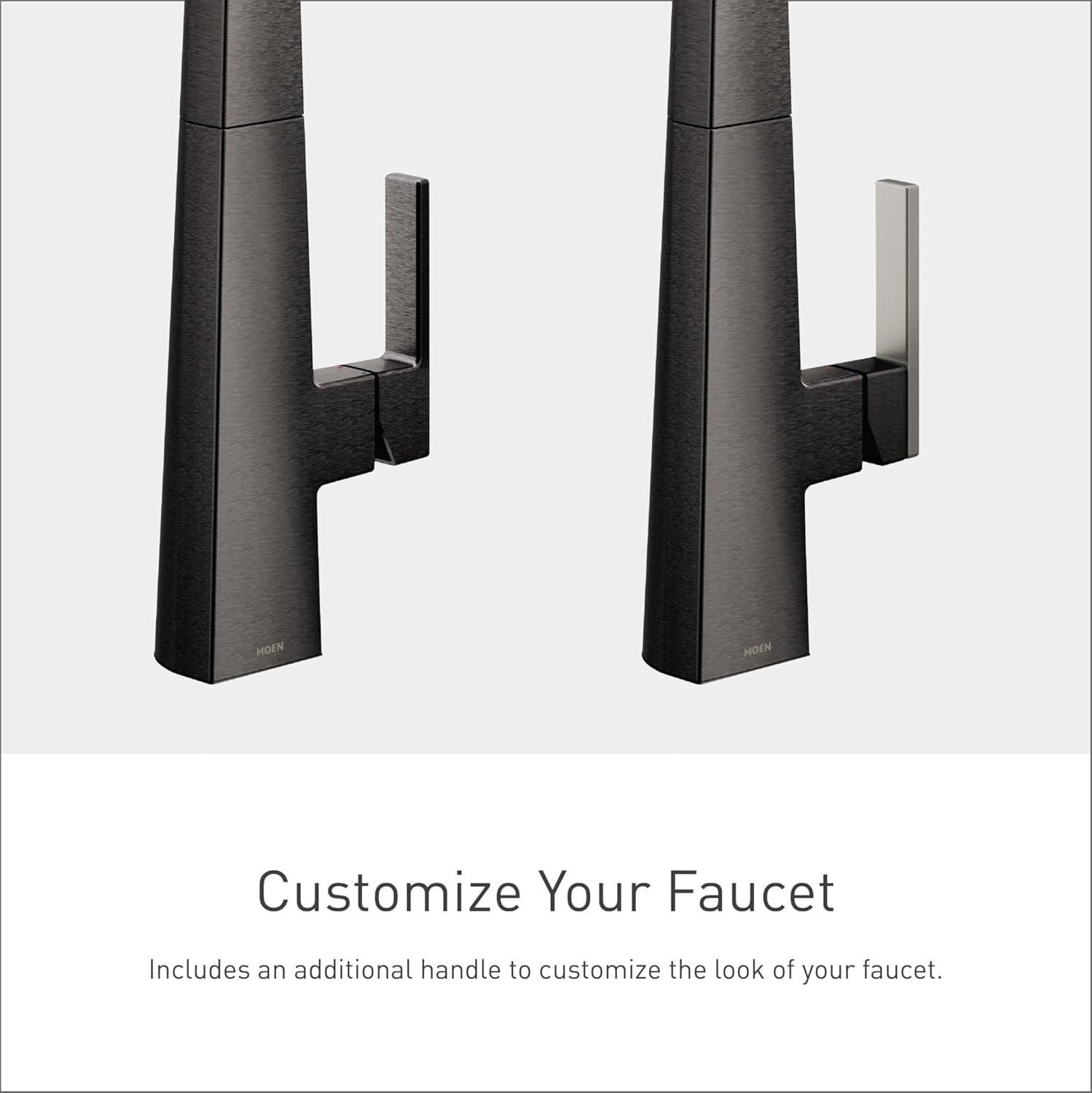 imageMoen S75005EVC Nio Smart Faucet Touchless Pull Down Sprayer Kitchen Faucet with Voice Control and Power Boost ChromeBlack Stainless