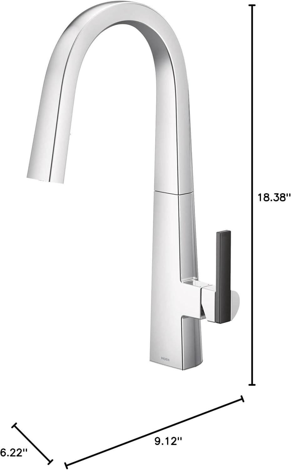 imageMoen S75005EVC Nio Smart Faucet Touchless Pull Down Sprayer Kitchen Faucet with Voice Control and Power Boost ChromeChrome