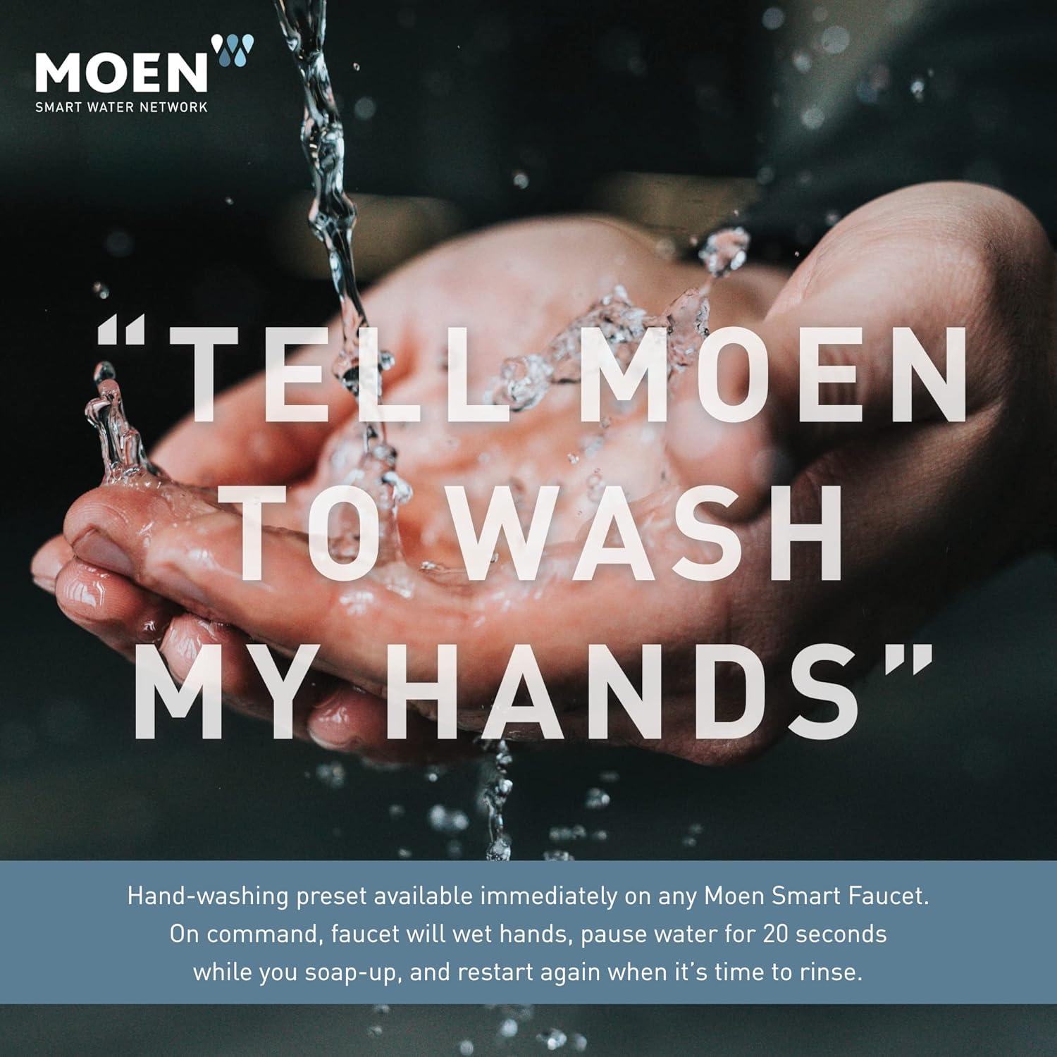 imageMoen S75005EVC Nio Smart Faucet Touchless Pull Down Sprayer Kitchen Faucet with Voice Control and Power Boost ChromeChrome