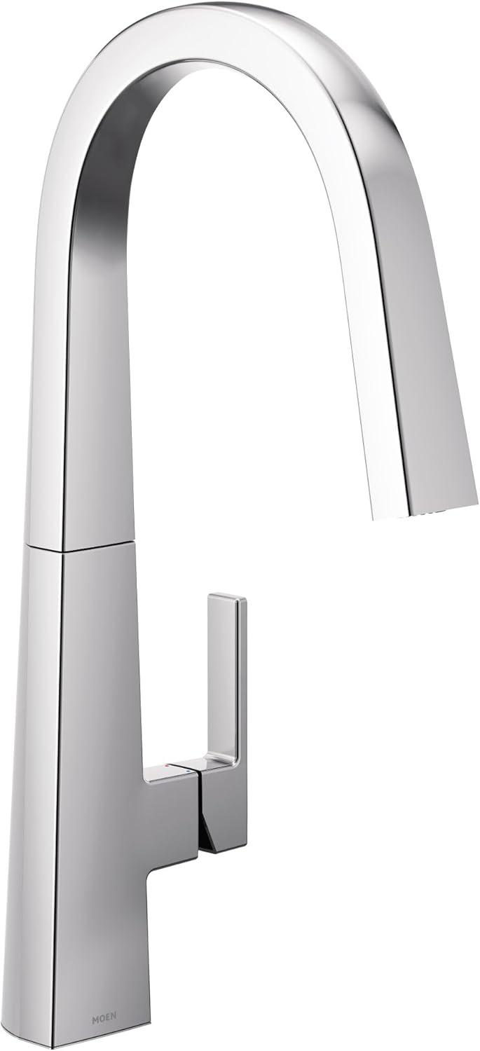 imageMoen S75005EVC Nio Smart Faucet Touchless Pull Down Sprayer Kitchen Faucet with Voice Control and Power Boost ChromeChrome