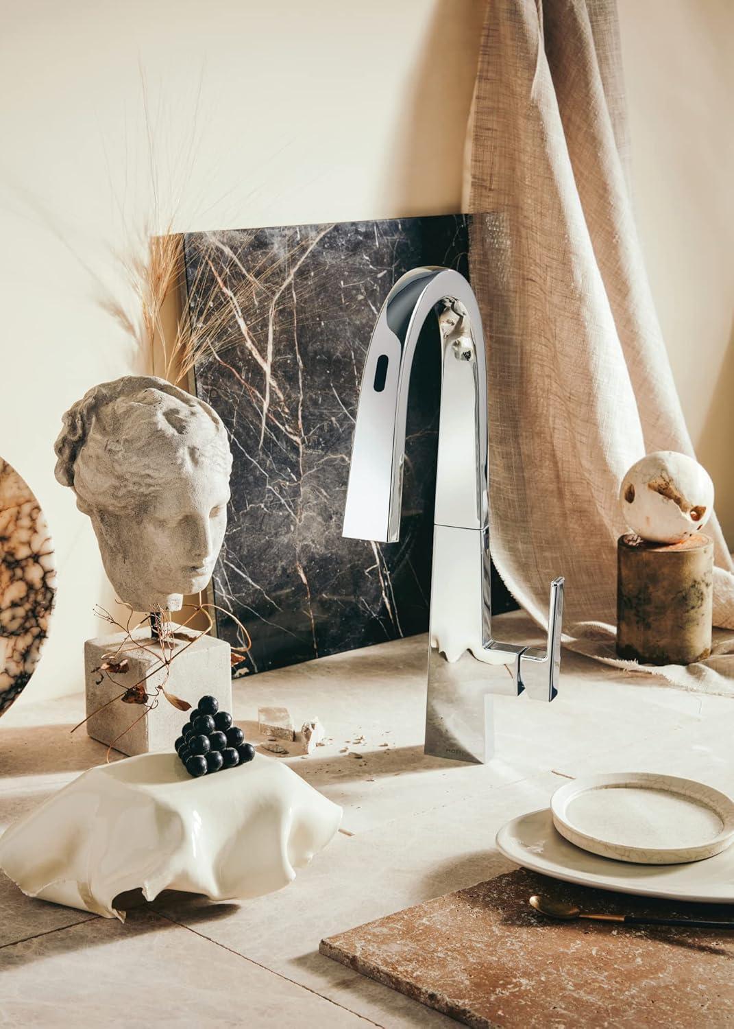 imageMoen S75005EVC Nio Smart Faucet Touchless Pull Down Sprayer Kitchen Faucet with Voice Control and Power Boost ChromeChrome